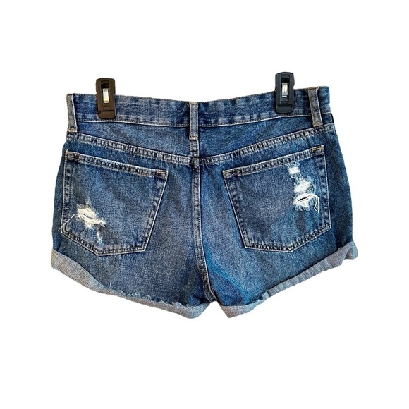 JBD, JUST BLACK DENIM SHORTS. DISTRESSED WITH SIDE STRIPES. SIZE L - Picture 3 of 5